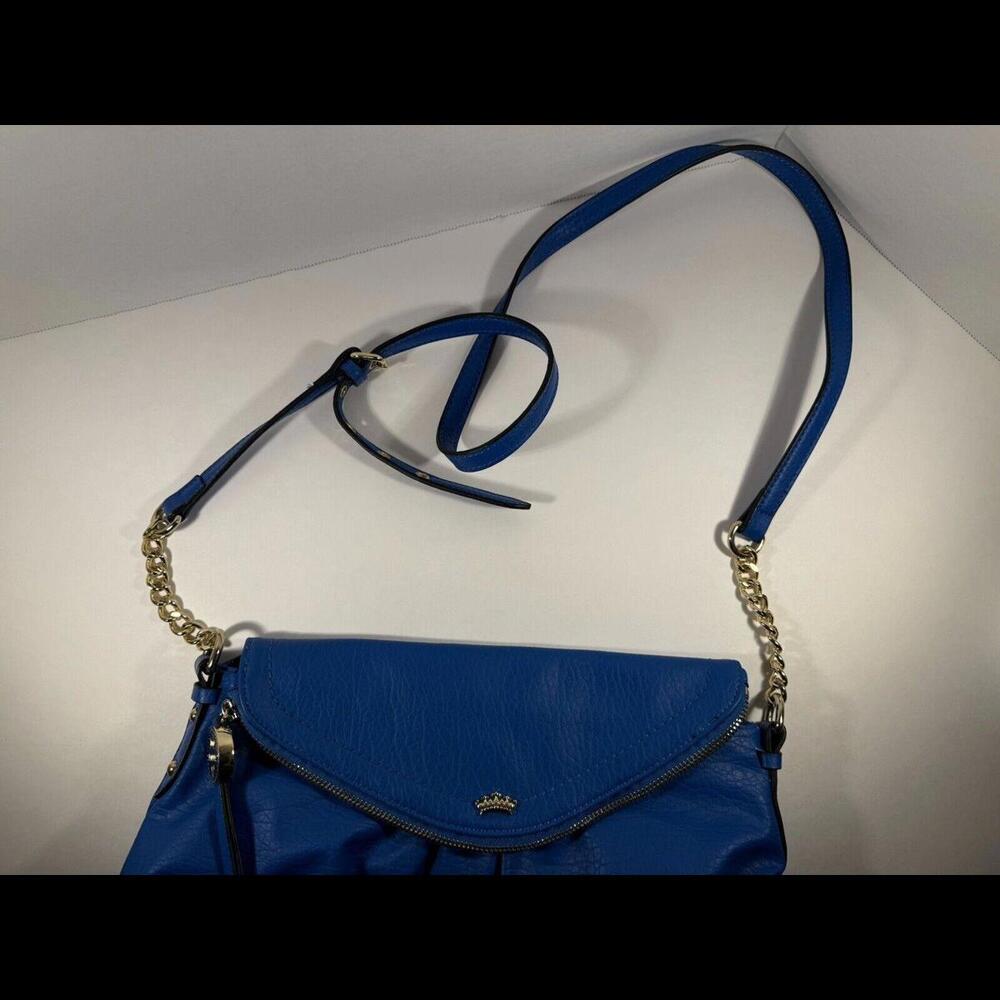 Juicy Couture Blue Pebbled Faux Leather Zip/Snap 2-Compartment Crossbody Bag - Picture 6 of 9